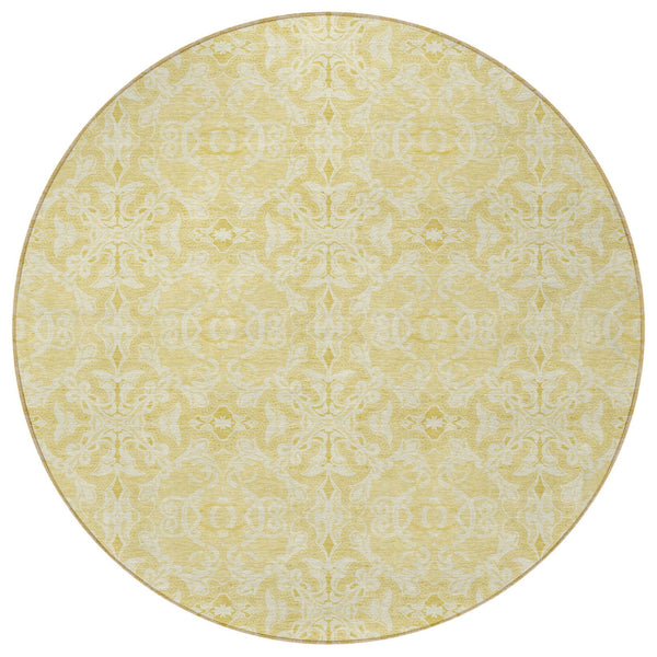 Homeroots 3' Artichoke Green Medallion Washable Area Rug - Stylish, Durable, Indoor Outdoor Decor Solution 8' Round Polyester 586788