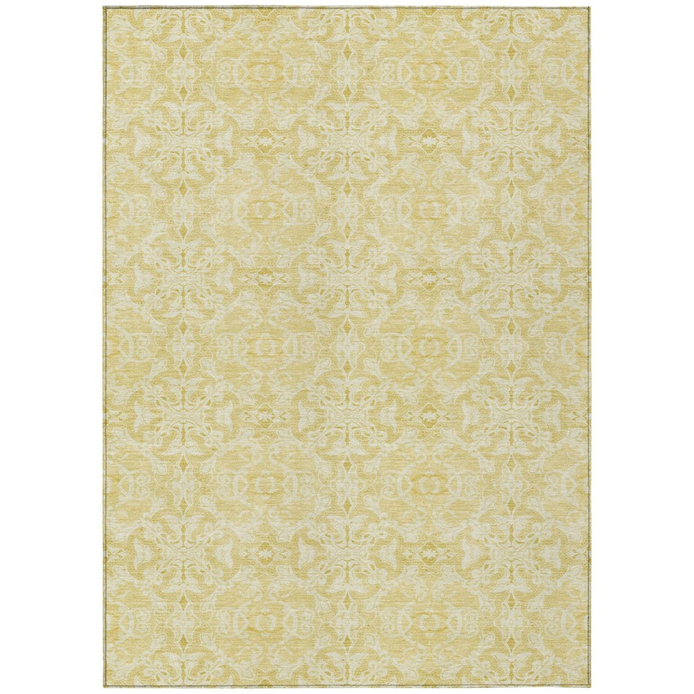 HomeRoots 9' Gold and Ivory Medallion Indoor Outdoor Area Rug – Stylish, Durable, Washable for High-Traffic Spaces 9' X 12' 586790