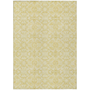 HomeRoots 5' Gold and Ivory Medallion Indoor Outdoor Rug - Durable, Stylish, Washable, Perfect for High-Traffic Areas 10' X 14' 586791
