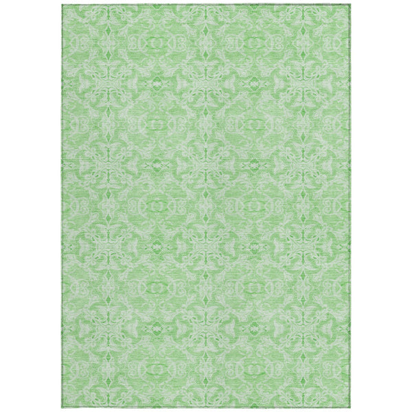 Homeroots 3' Artichoke Green Medallion Washable Area Rug - Stylish, Durable, Indoor Outdoor Decor Solution 3' X 5' Polyester 586792