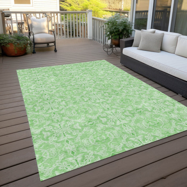 Homeroots 3' Artichoke Green Medallion Washable Area Rug - Stylish, Durable, Indoor Outdoor Decor Solution 3' X 5' Polyester 586792