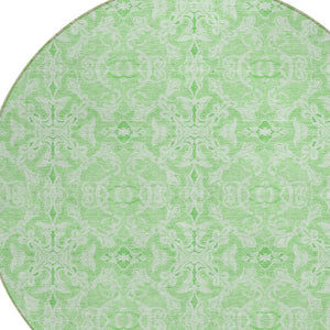 Homeroots 3' Artichoke Green Medallion Washable Area Rug - Stylish, Durable, Indoor Outdoor Decor Solution 8' Round Polyester 586794
