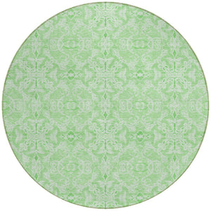 Homeroots 3' Artichoke Green Medallion Washable Area Rug - Stylish, Durable, Indoor Outdoor Decor Solution 8' Round Polyester 586794