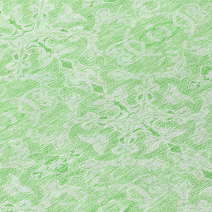 Homeroots 3' Artichoke Green Medallion Washable Area Rug - Stylish, Durable, Indoor Outdoor Decor Solution 8' Round Polyester 586794