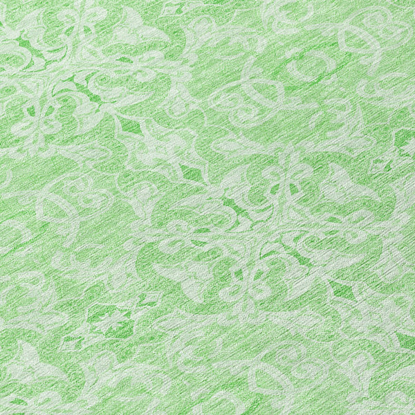 Homeroots 3' Artichoke Green Medallion Washable Area Rug - Stylish, Durable, Indoor Outdoor Decor Solution 8' Round Polyester 586794