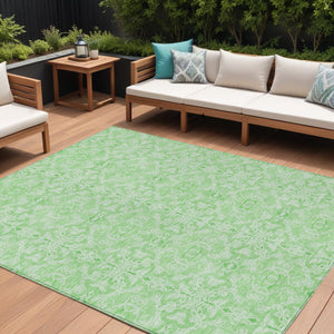 Homeroots 3' Artichoke Green Medallion Washable Area Rug - Stylish, Durable, Indoor Outdoor Decor Solution 8' X 10' Polyester 586795