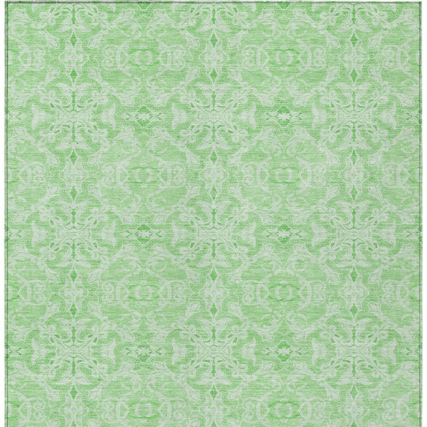 Homeroots 3' Artichoke Green Medallion Washable Area Rug - Stylish, Durable, Indoor Outdoor Decor Solution 8' X 10' Polyester 586795