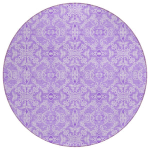 HomeRoots 5' Vibrant Lavender and Purple Medallion Rug – Durable, Washable for Indoor and Outdoor Use 8' Round 586800