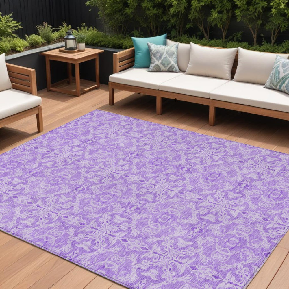 HomeRoots 5' Vibrant Lavender and Purple Medallion Rug – Durable, Washable for Indoor and Outdoor Use 8' X 10' 586801