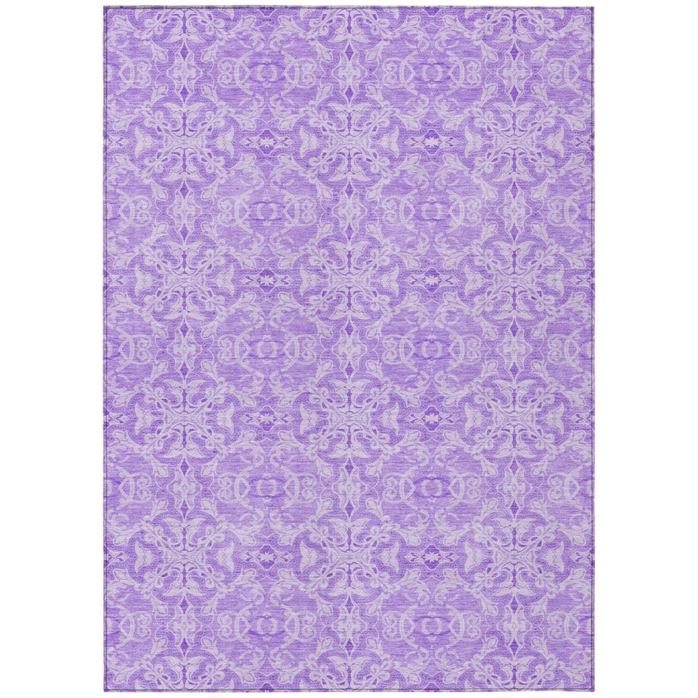 HomeRoots 5' Vibrant Lavender and Purple Medallion Rug – Durable, Washable for Indoor and Outdoor Use 8' X 10' 586801