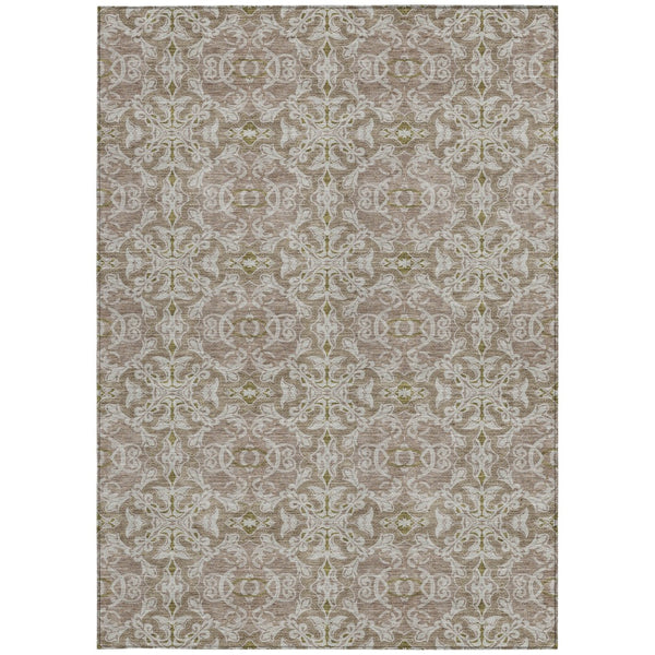 Homeroots 3' Artichoke Green Medallion Washable Area Rug - Stylish, Durable, Indoor Outdoor Decor Solution 3' X 5' Polyester 586804
