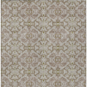 Homeroots 3' Artichoke Green Medallion Washable Area Rug - Stylish, Durable, Indoor Outdoor Decor Solution 3' X 5' Polyester 586804