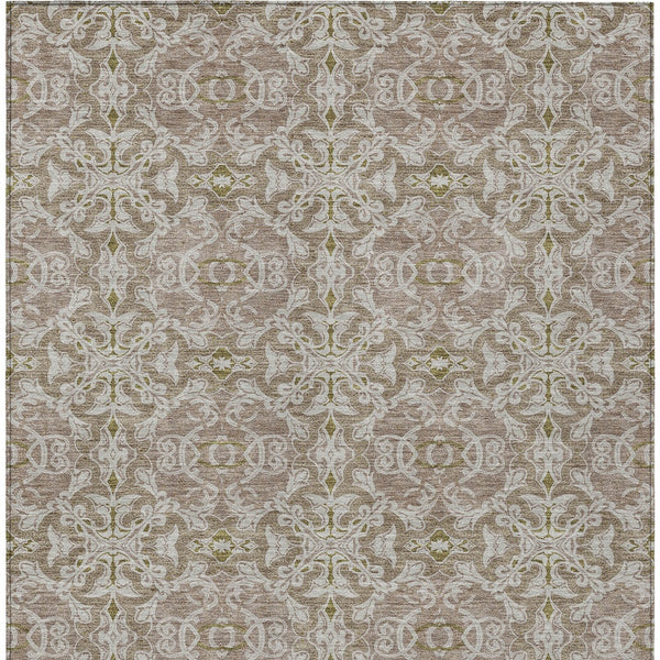 Homeroots 3' Artichoke Green Medallion Washable Area Rug - Stylish, Durable, Indoor Outdoor Decor Solution 3' X 5' Polyester 586804