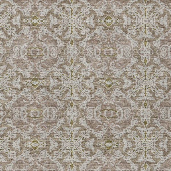 Homeroots 3' Artichoke Green Medallion Washable Area Rug - Stylish, Durable, Indoor Outdoor Decor Solution 8' X 10' Polyester 586807