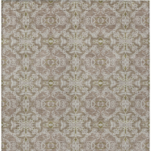 Homeroots 3' Artichoke Green Medallion Washable Area Rug - Stylish, Durable, Indoor Outdoor Decor Solution 9' X 12' Polyester 586808