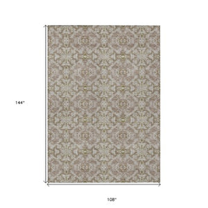 Homeroots 3' Artichoke Green Medallion Washable Area Rug - Stylish, Durable, Indoor Outdoor Decor Solution 9' X 12' Polyester 586808
