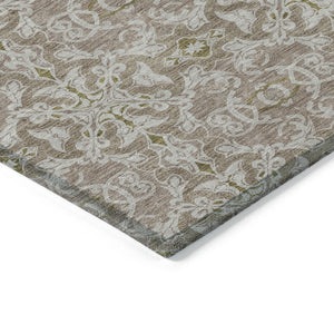 Homeroots 3' Artichoke Green Medallion Washable Area Rug - Stylish, Durable, Indoor Outdoor Decor Solution 10' X 14' Polyester 586809