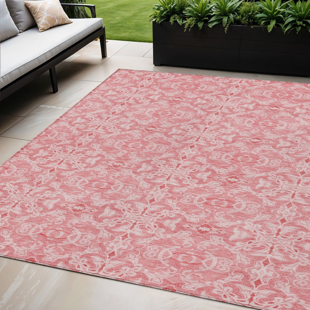 HomeRoots 5' Pink and Blush Medallion Area Rug - Stylish, Durable, Washable for Indoor and Outdoor Spaces 5' X 8' 586811