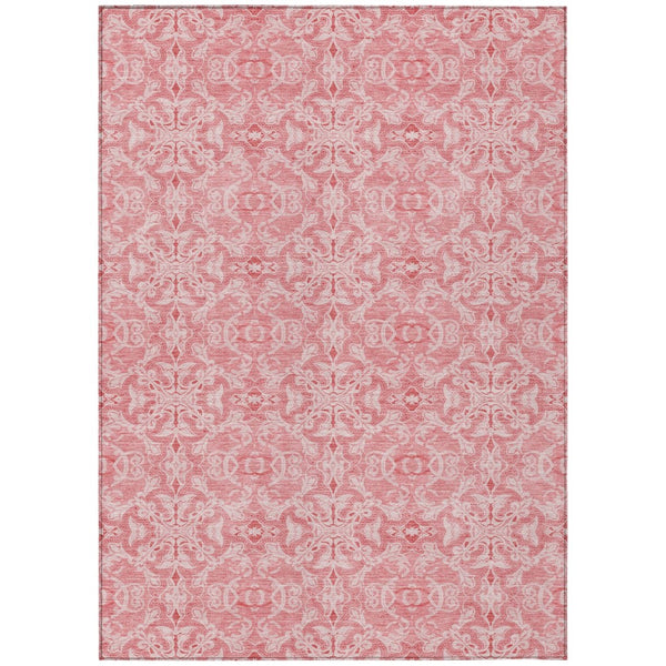 HomeRoots 5' Pink and Blush Medallion Area Rug - Stylish, Durable, Washable for Indoor and Outdoor Spaces 5' X 8' 586811
