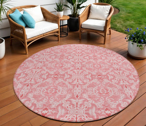 Homeroots 3' Artichoke Green Medallion Washable Area Rug - Stylish, Durable, Indoor Outdoor Decor Solution 8' Round Polyester 586812
