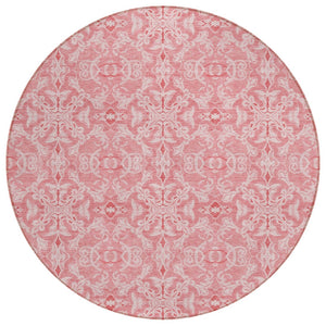 HomeRoots 5' Pink and Blush Medallion Area Rug - Stylish, Durable, Washable for Indoor and Outdoor Spaces 8' Round 586812
