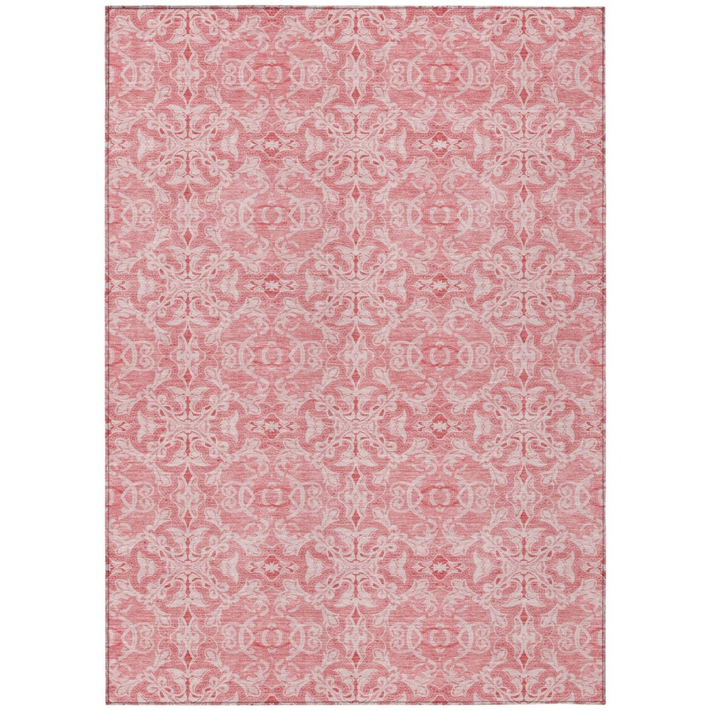 HomeRoots 9' Pink Medallion Area Rug - Vibrant, Washable Design for Indoor and Outdoor Use, Durable & Stylish 9' X 12' 586814