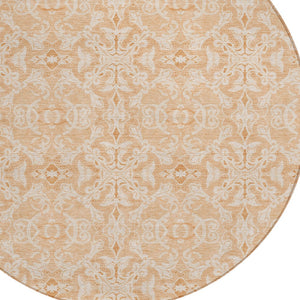Homeroots 3' Artichoke Green Medallion Washable Area Rug - Stylish, Durable, Indoor Outdoor Decor Solution 8' Round Polyester 586824