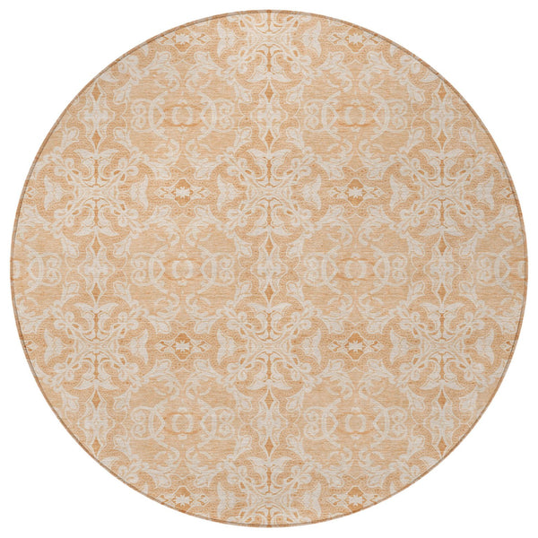 Homeroots 3' Artichoke Green Medallion Washable Area Rug - Stylish, Durable, Indoor Outdoor Decor Solution 8' Round Polyester 586824