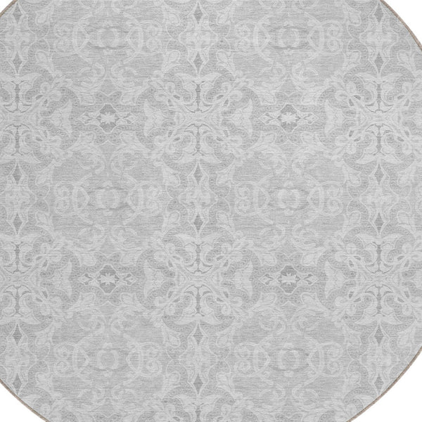Homeroots 3' Artichoke Green Medallion Washable Area Rug - Stylish, Durable, Indoor Outdoor Decor Solution 8' Round Polyester 586830