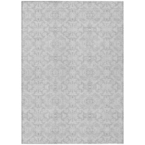 HomeRoots 9' Silver and Gray Medallion Indoor Outdoor Area Rug - Stylish, Washable, Stain-Resistant Design 9' X 12' 586832