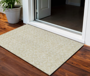 Homeroots 3' Artichoke Green Medallion Washable Area Rug - Stylish, Durable, Indoor Outdoor Decor Solution 3' X 5' Polyester 586834