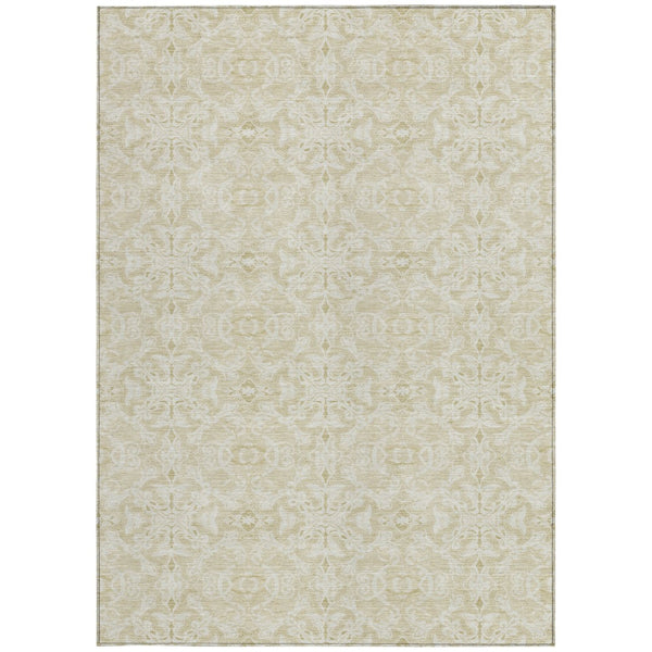 Homeroots 3' Artichoke Green Medallion Washable Area Rug - Stylish, Durable, Indoor Outdoor Decor Solution 5' X 8' Polyester 586835