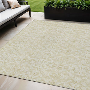 Homeroots 3' Artichoke Green Medallion Washable Area Rug - Stylish, Durable, Indoor Outdoor Decor Solution 5' X 8' Polyester 586835