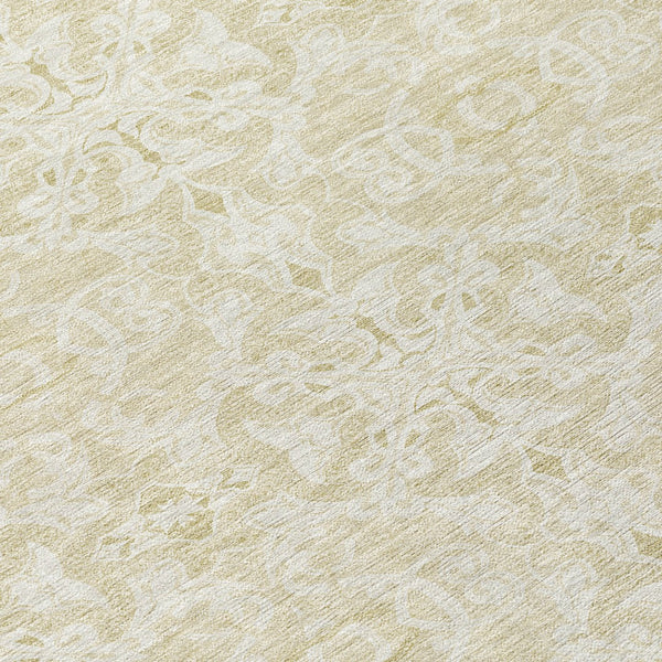 Homeroots 3' Artichoke Green Medallion Washable Area Rug - Stylish, Durable, Indoor Outdoor Decor Solution 8' Round Polyester 586836