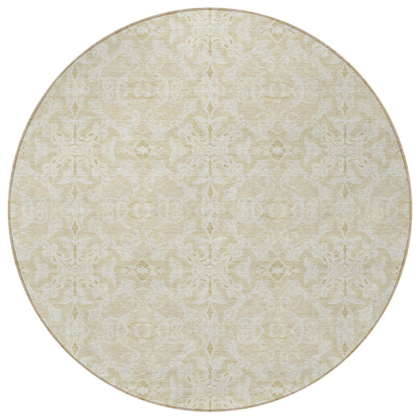 Homeroots 3' Artichoke Green Medallion Washable Area Rug - Stylish, Durable, Indoor Outdoor Decor Solution 8' Round Polyester 586836