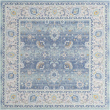Unique Loom Whitney Bordeaux Machine Made Floral / Botanical Rug French Blue, Ivory/Light Blue/Gold/Gray/Light Green 7' 10" x 7' 10"