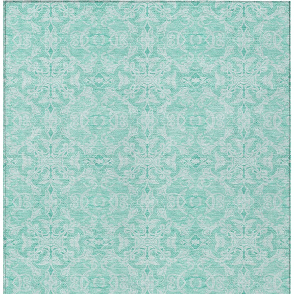Homeroots 3' Artichoke Green Medallion Washable Area Rug - Stylish, Durable, Indoor Outdoor Decor Solution 3' X 5' Polyester 586840