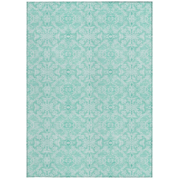 Homeroots 3' Artichoke Green Medallion Washable Area Rug - Stylish, Durable, Indoor Outdoor Decor Solution 3' X 5' Polyester 586840