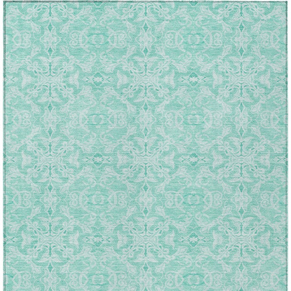 Homeroots 3' Artichoke Green Medallion Washable Area Rug - Stylish, Durable, Indoor Outdoor Decor Solution 5' X 8' Polyester 586841