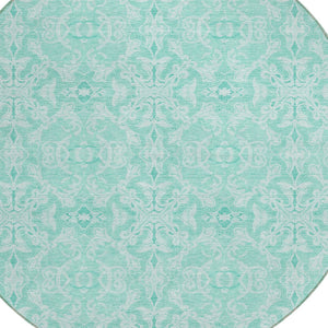 Homeroots 3' Artichoke Green Medallion Washable Area Rug - Stylish, Durable, Indoor Outdoor Decor Solution 8' Round Polyester 586842