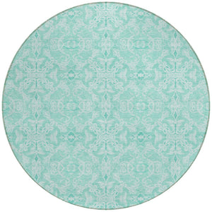 Homeroots 3' Artichoke Green Medallion Washable Area Rug - Stylish, Durable, Indoor Outdoor Decor Solution 8' Round Polyester 586842