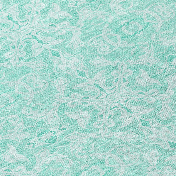 Homeroots 3' Artichoke Green Medallion Washable Area Rug - Stylish, Durable, Indoor Outdoor Decor Solution 8' Round Polyester 586842