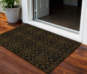 Homeroots 3' Brown And Black Medallion Washable Area Rug - Stylish, Durable, Indoor/Outdoor Decor Solution 3' X 5' Polyester 586846
