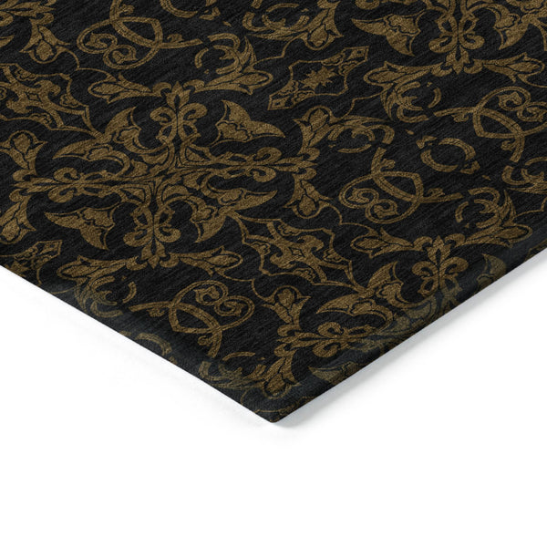 Homeroots 3' Brown And Black Medallion Washable Area Rug - Stylish, Durable, Indoor/Outdoor Decor Solution 3' X 5' Polyester 586846