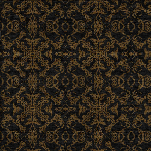 Homeroots 3' Brown And Black Medallion Washable Area Rug - Stylish, Durable, Indoor/Outdoor Decor Solution 3' X 5' Polyester 586846