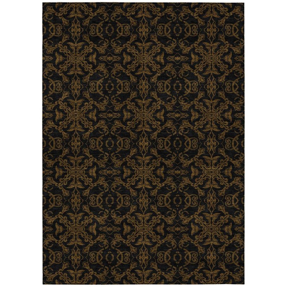 HomeRoots 5' Durable Brown and Black Medallion Washable Area Rug – Stylish Design for Indoor and Outdoor Use 5' X 8' 586847