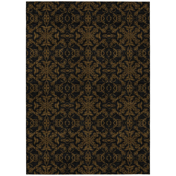HomeRoots 5' Durable Brown and Black Medallion Washable Area Rug – Stylish Design for Indoor and Outdoor Use 5' X 8' 586847