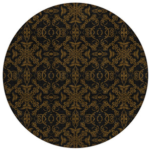 HomeRoots 5' Durable Brown and Black Medallion Washable Area Rug – Stylish Design for Indoor and Outdoor Use 8' Round 586848