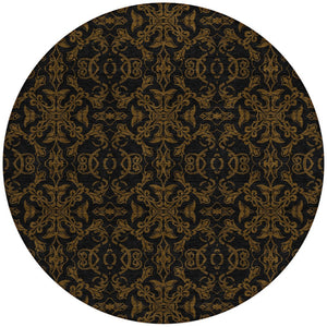 Homeroots 3' Brown And Black Medallion Washable Area Rug - Stylish, Durable, Indoor/Outdoor Decor Solution 8' Round Polyester 586848