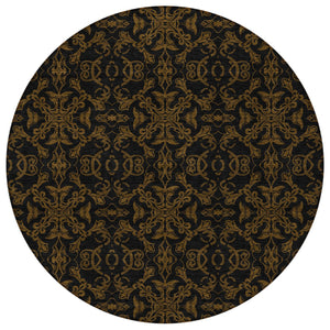 Homeroots 3' Brown And Black Medallion Washable Area Rug - Stylish, Durable, Indoor/Outdoor Decor Solution 8' Round Polyester 586848